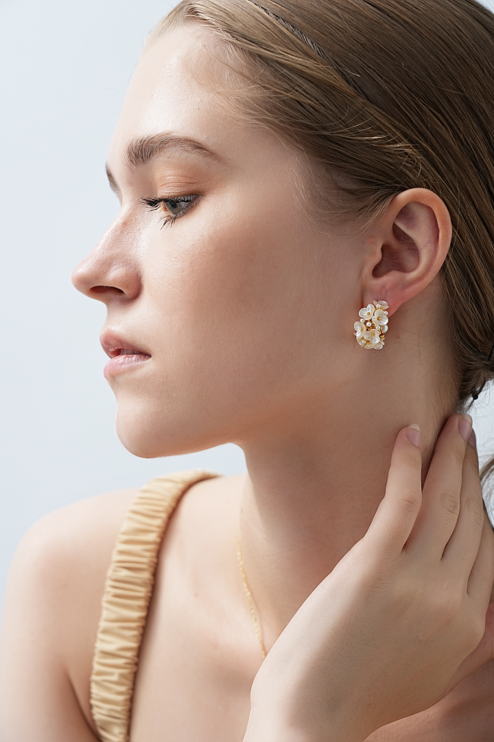 Floral Pearl Hoop Earrings