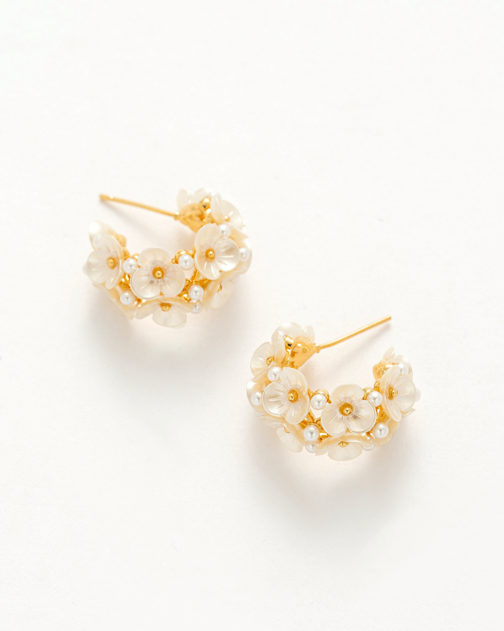 Floral Pearl Hoop Earrings