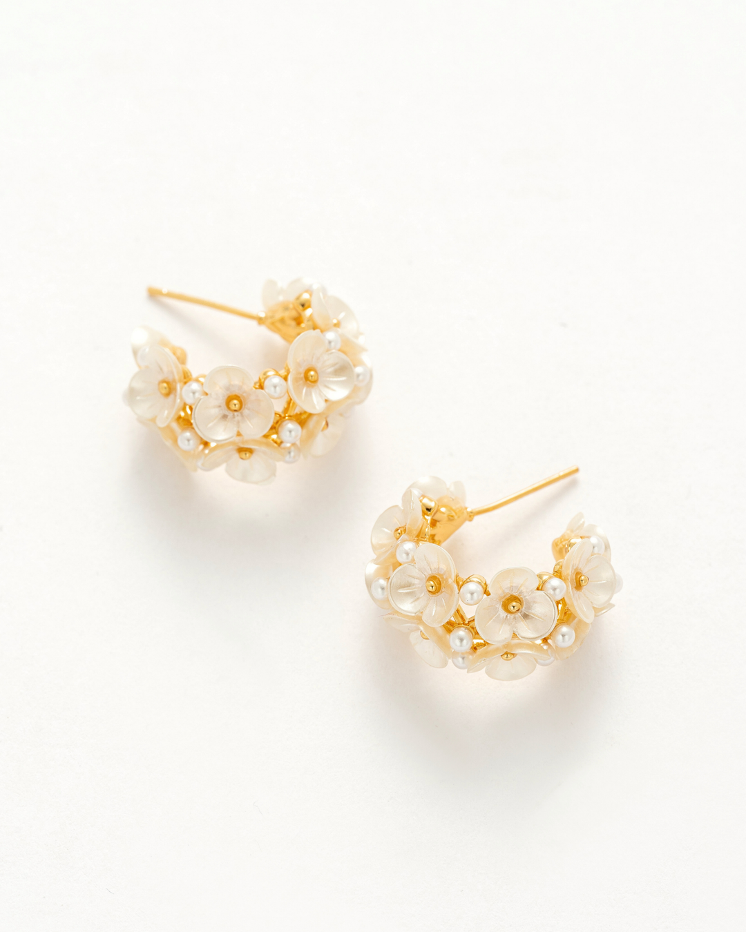 Floral Pearl Hoop Earrings