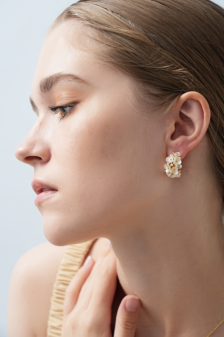 Floral Pearl Hoop Earrings