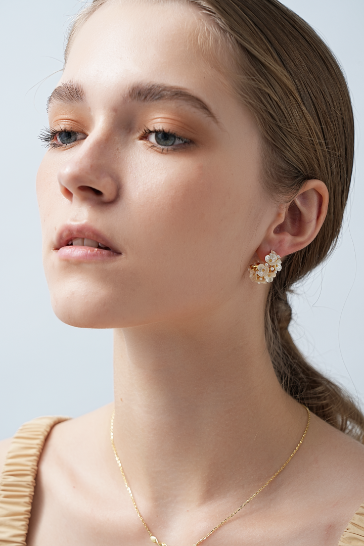 Floral Pearl Hoop Earrings