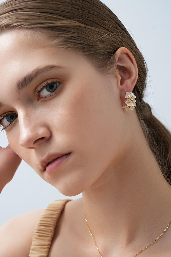 Floral Pearl Hoop Earrings