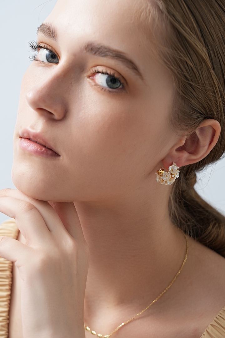 Floral Pearl Hoop Earrings