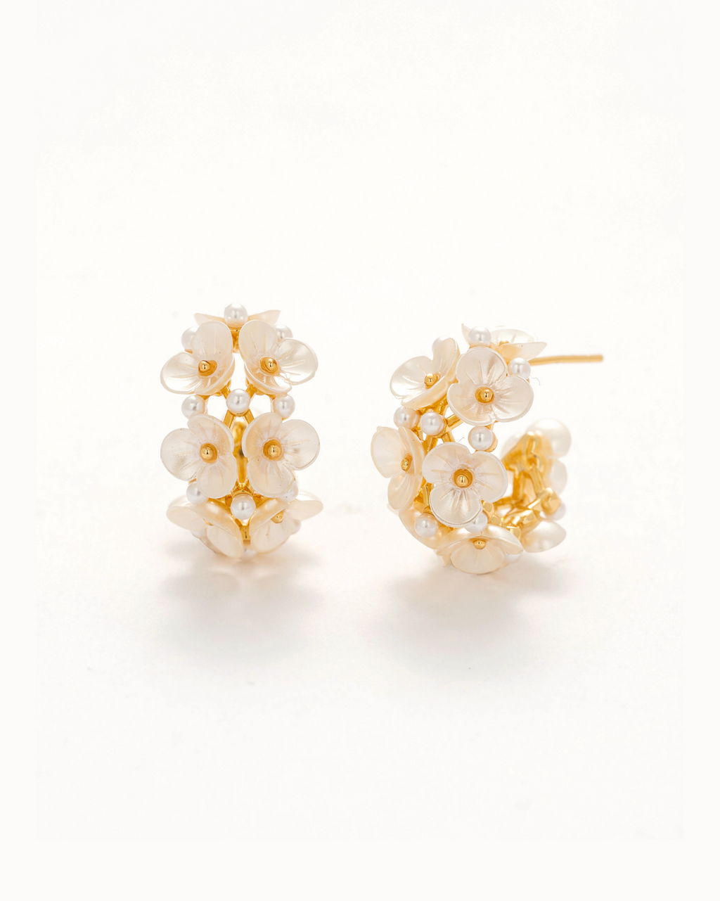 Floral Pearl Hoop Earrings