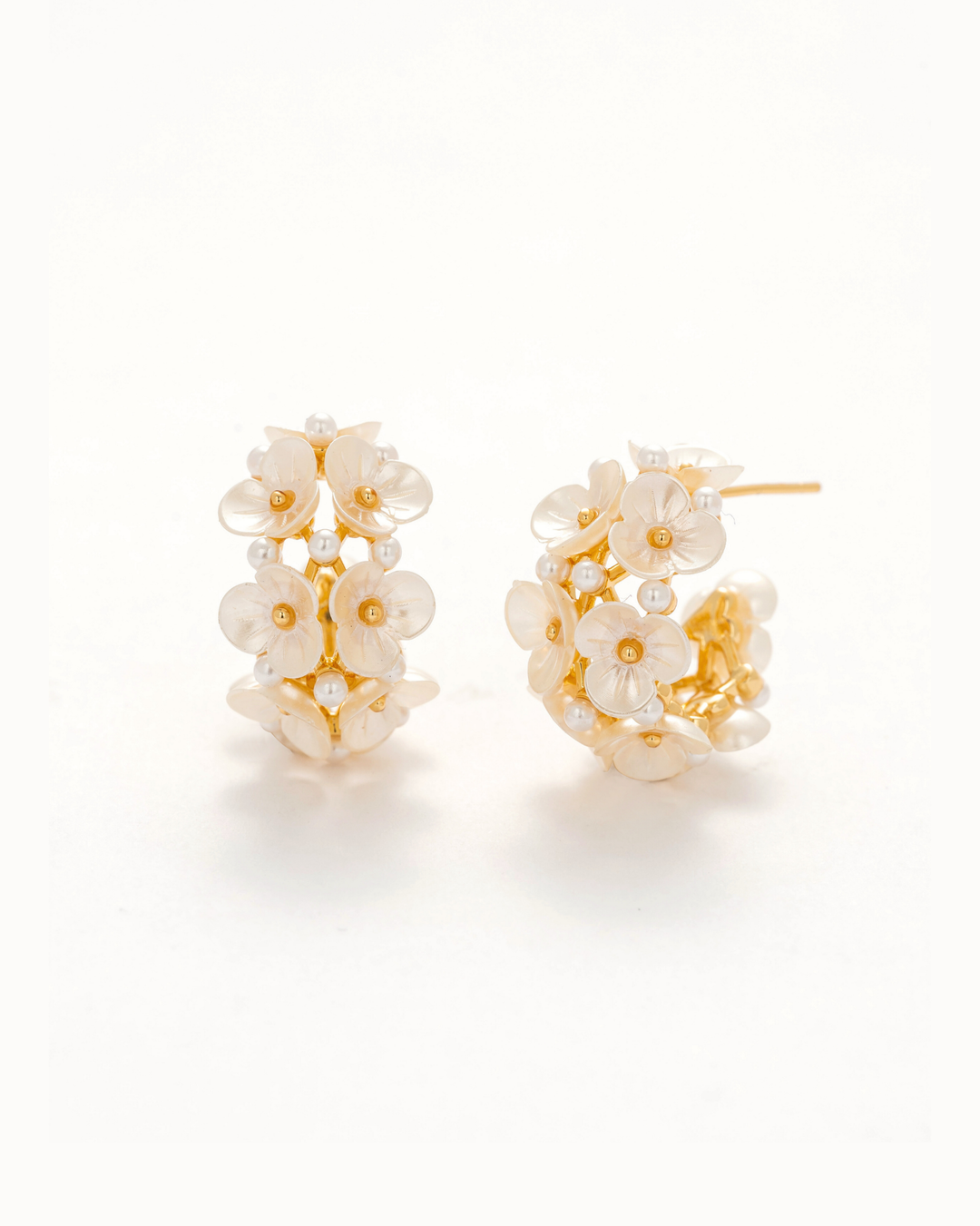 Floral Pearl Hoop Earrings