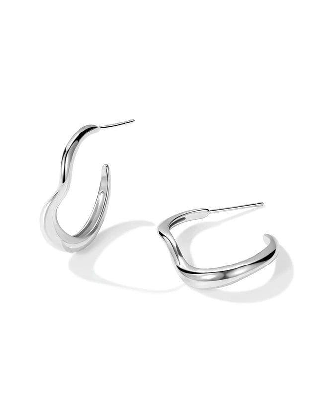 Sculpted Wave Hoop Earrings