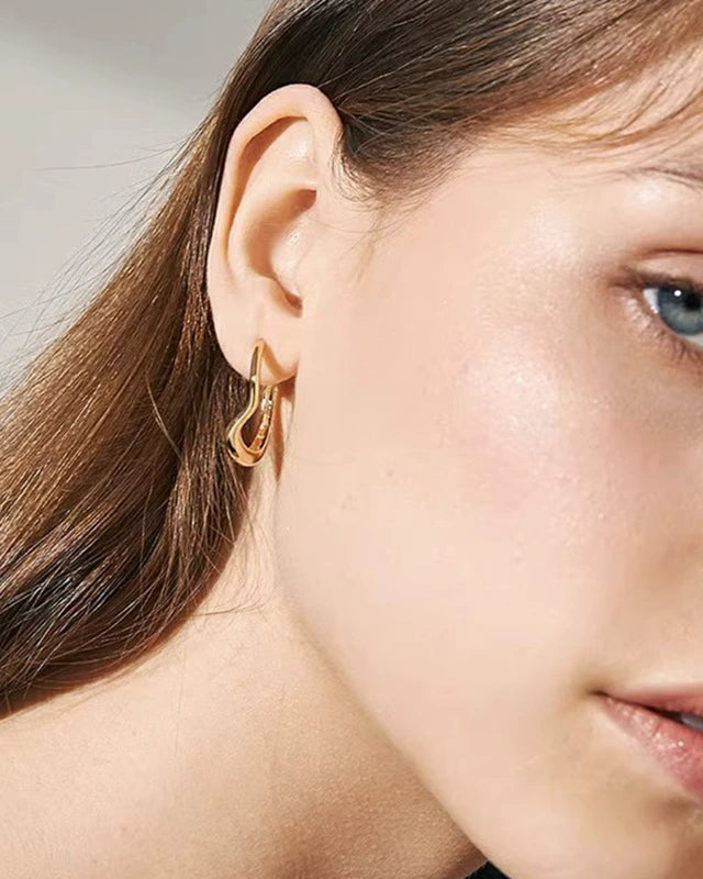 Sculpted Wave Hoop Earrings