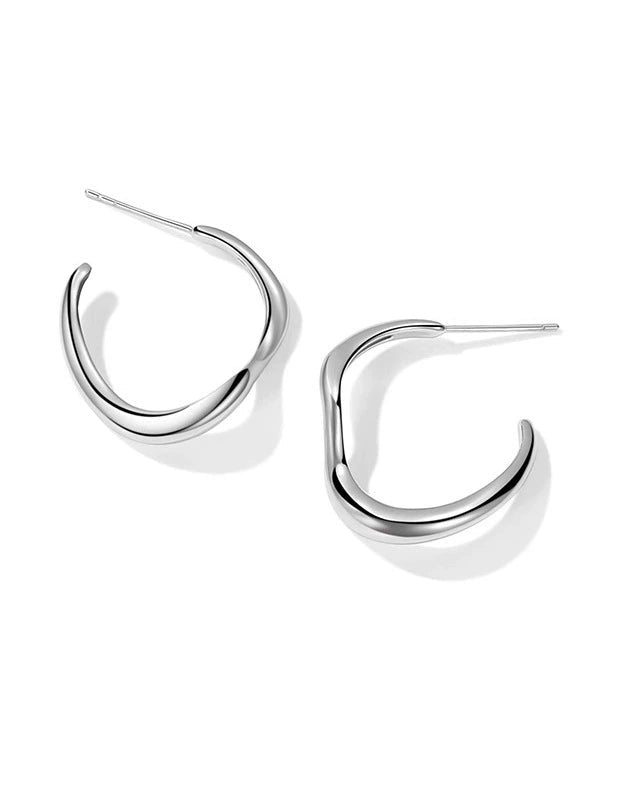Sculpted Wave Hoop Earrings